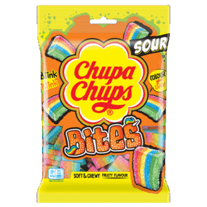 Chupa Chups Import Sour Gummy Rainbow Bites Peg Bag 90g 18ct